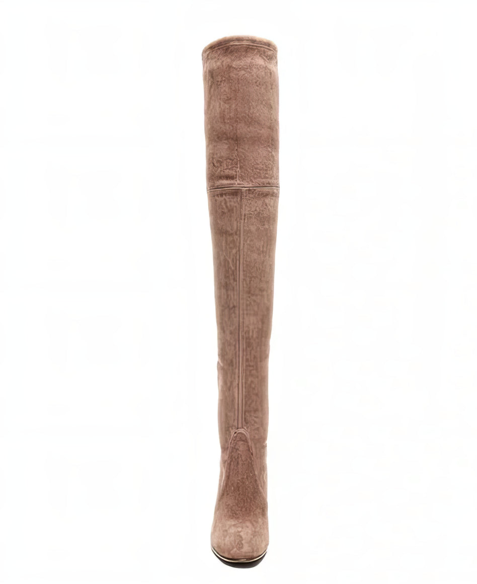 Stuart Weitzman Women's Highland Riding Boots  Color Taupe Stretch Nappa Leather Size 5.5B/EU36