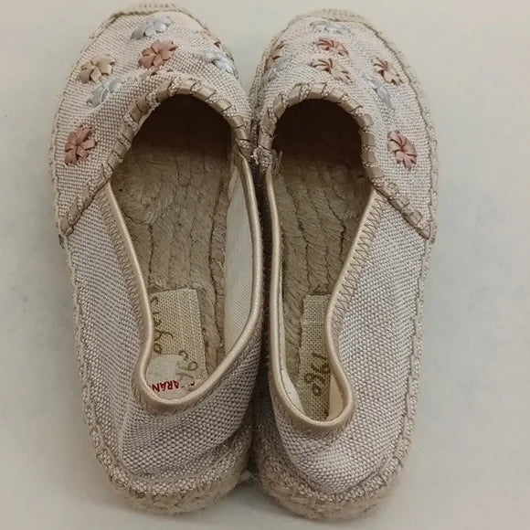 Jack Rogers Women's Palmer Canvas Natural Espadrille Flats  Color Ecmet Size 9.5M