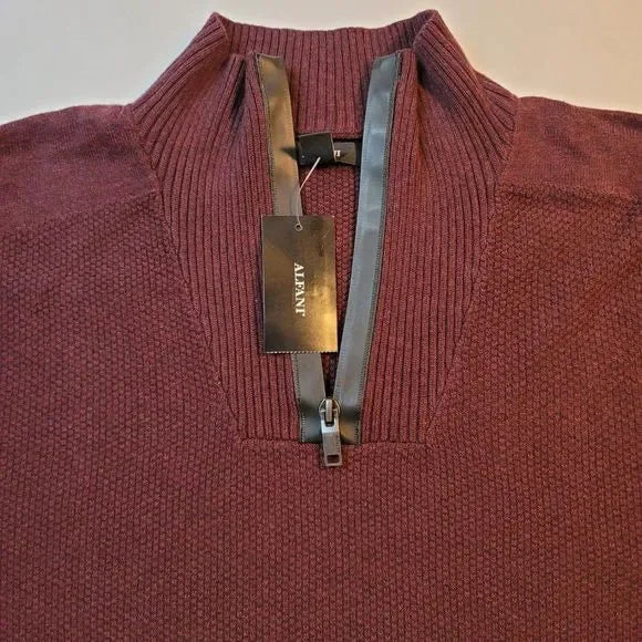 Alfani Men's Quarter-Zip Sweater  Color Port Heather Size L