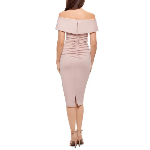 XSCAPE Off-the-Shoulder Sheath Dress  Blush Pink Size 16