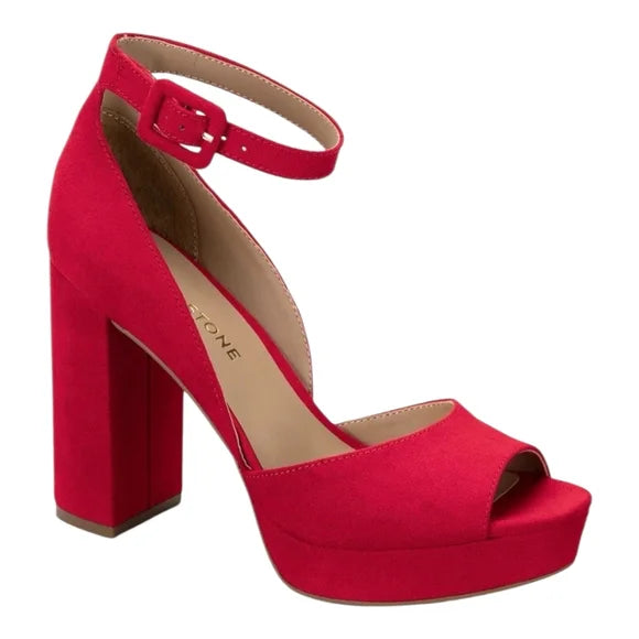 Sun + Stone Reeta Block-Heel Platform Sandal  Red Size 9