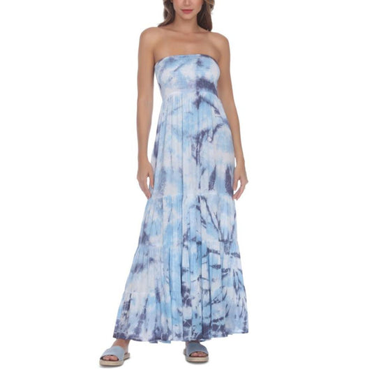 Raviya Tie-Dye Strapless Maxi Cover-Up  Color Sky Tie Dye Size M