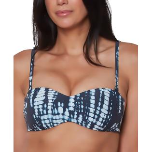 Bar III Tie Dye For Printed Bandeau Bikini Top  Color Ink Well Size XS