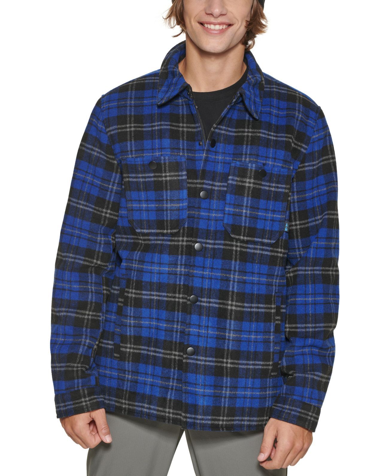 BASS OUTDOOR Men's Mission Plaid Field Jacket  Color Blue/Black Size XL
