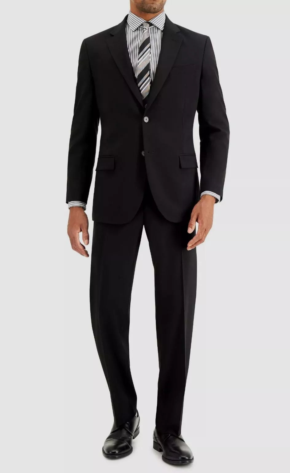 Nautica Men's Modern-Fit Bi-Stretch 2-pc Suit  Color Black Solid Size 52R 47 Waist