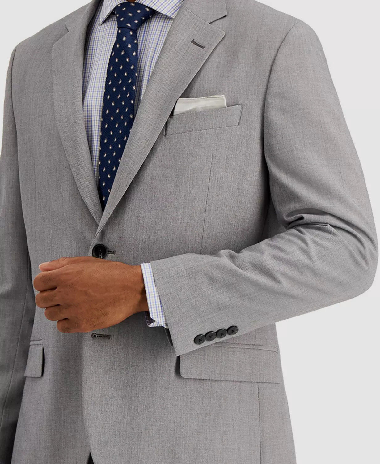 Nautica Men's Modern-Fit Bi-Stretch Bl  Color Light Grey Solid 46R 41 Waist