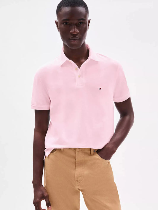 Tommy Hilfiger Men's 1985 Slim Fit Short Sleeve Polo Shirt Pink Shade Heather Size L (No Tag)