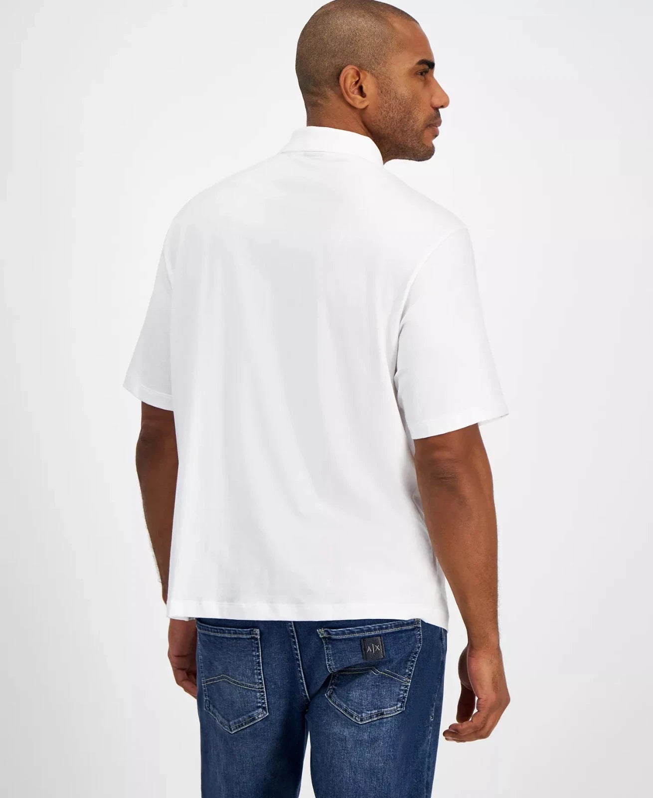 AX Armani Exchange Men's Loose-Fit Logo-Print Polo  Off White Size M