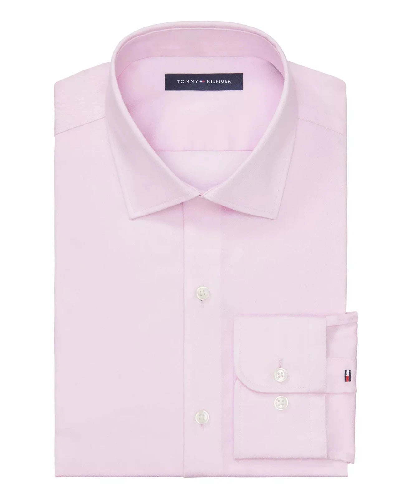 Tommy Hilfiger Men's Slim-Fit THFlex Dress Shirt  Pink Size XL 17.5 32/33