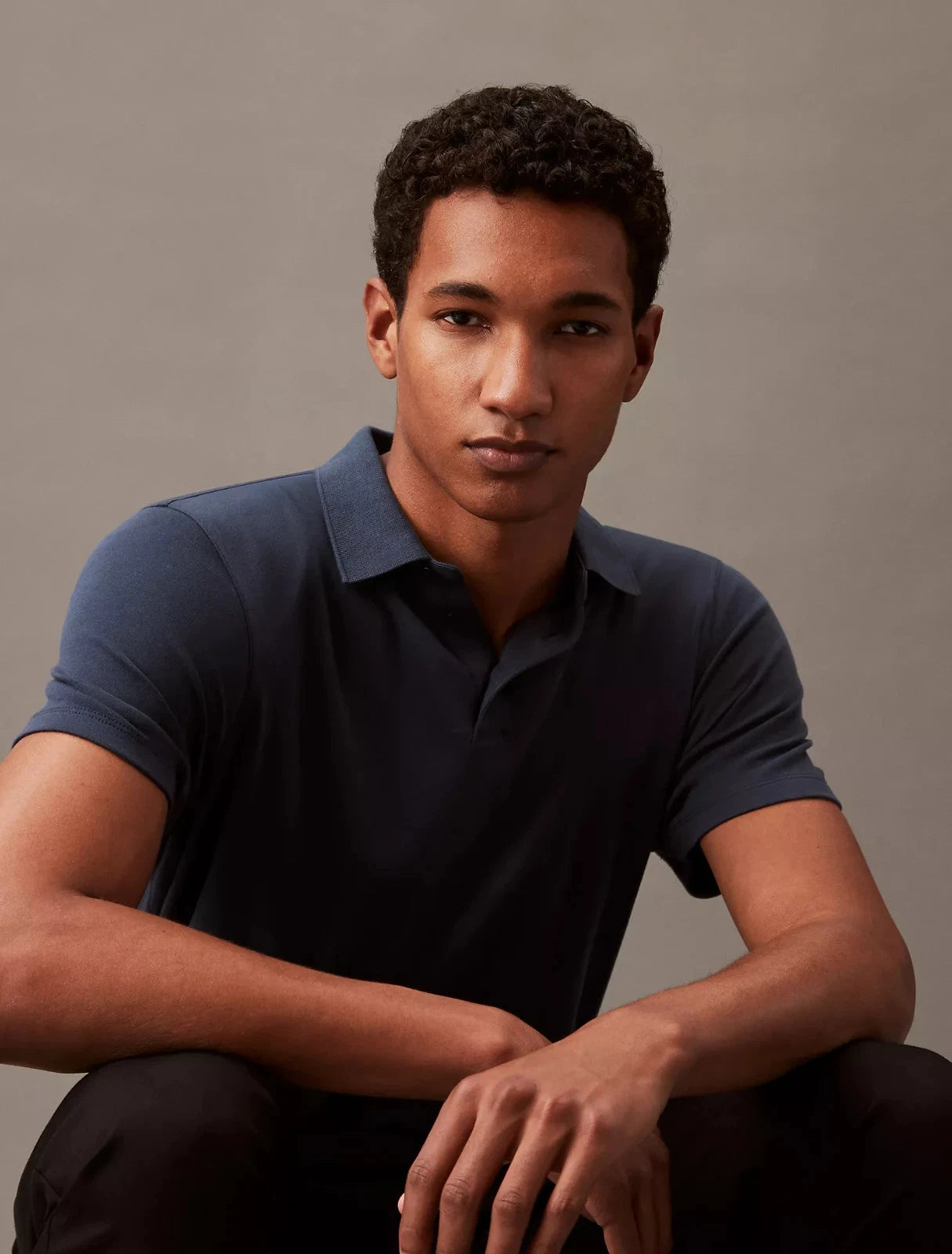 Calvin Klein Men's Classic-Fit Supima Cotton Polo Shirt  Ink Size S