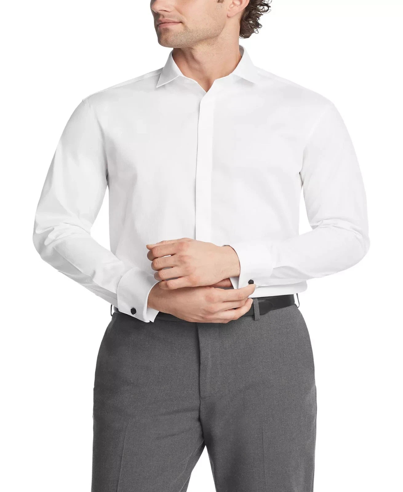 Calvin Klein Men's Regular-Fit Stretch Dress Shirt  White Size L 16 32/33
