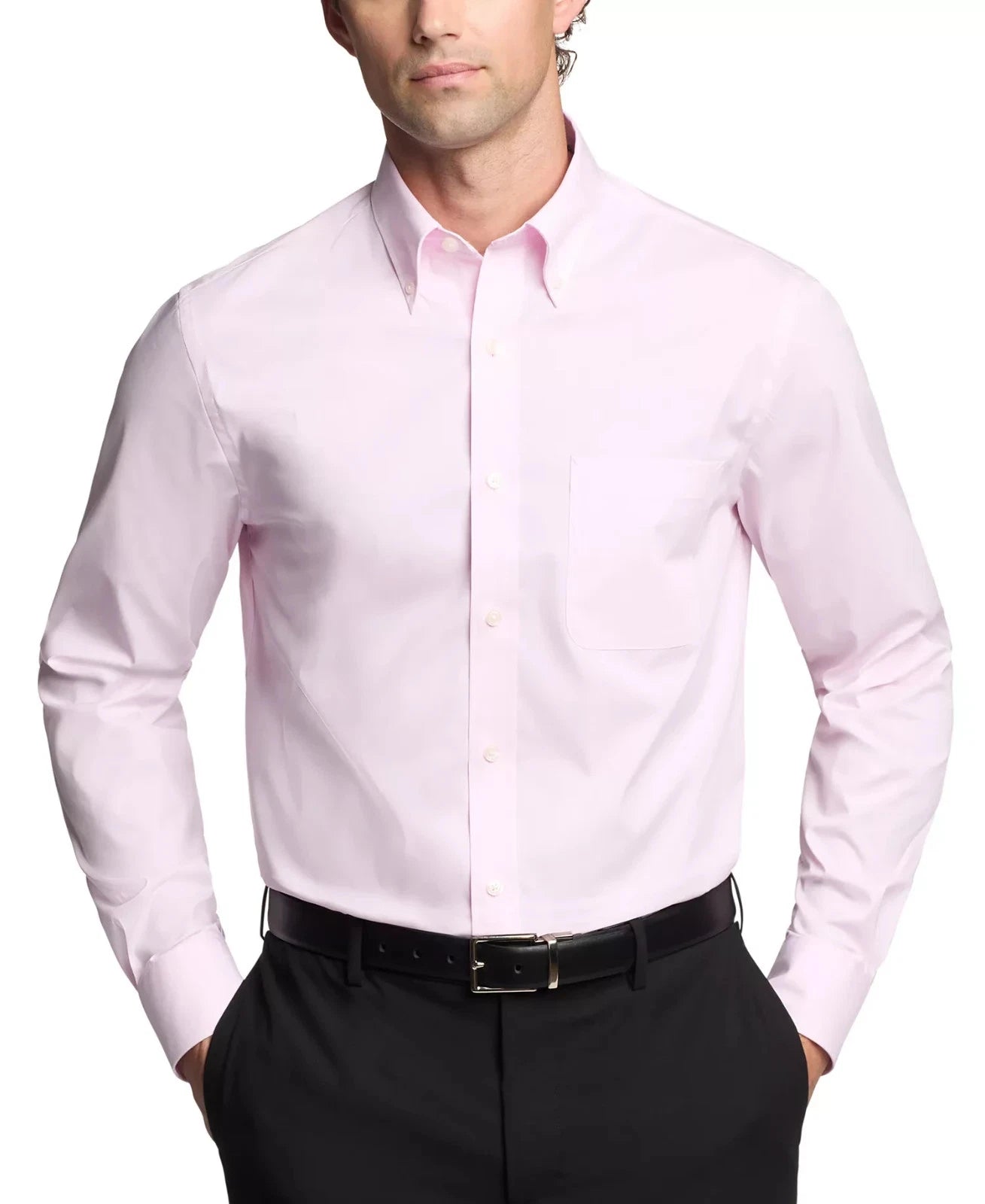 Tommy Hilfiger Men's Regular-Fit THFlex Stretch Dress Shirt  Classic Pink Size XL