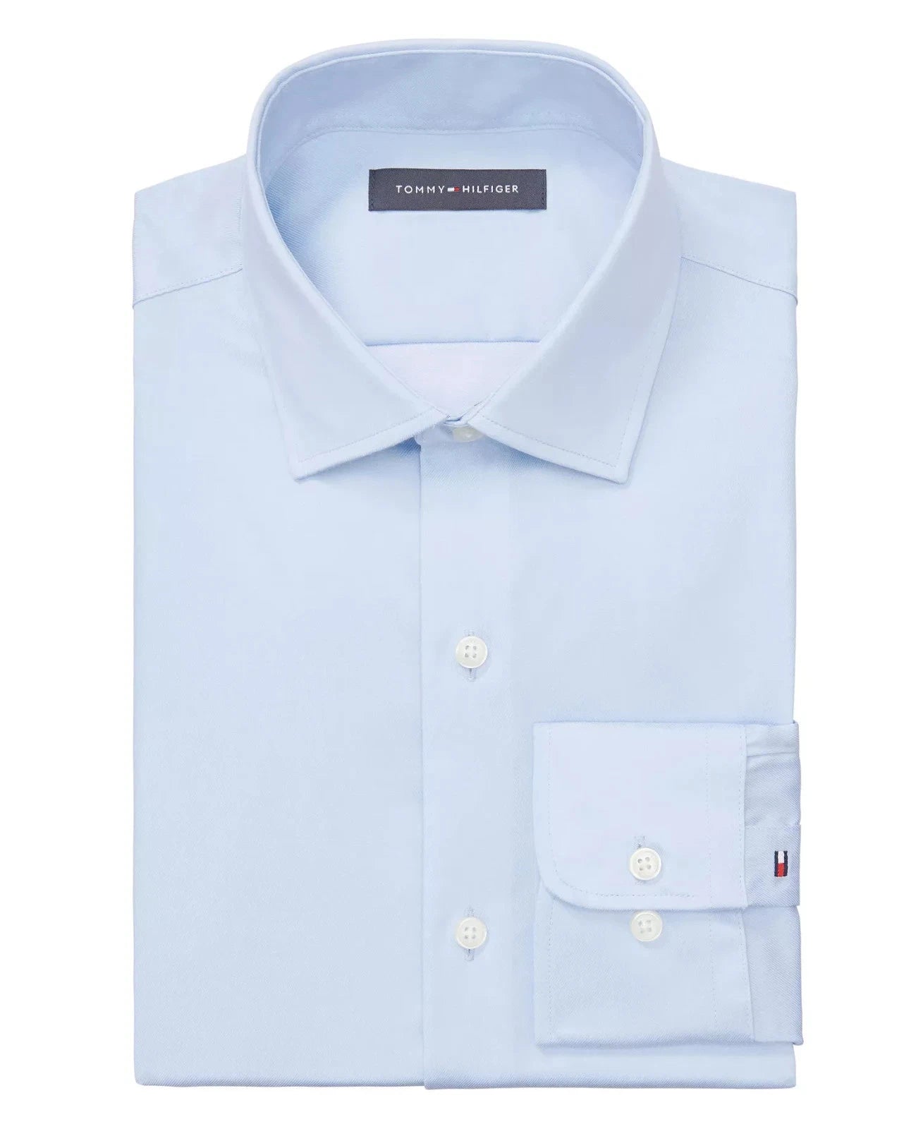 Tommy Hilfiger Men's Slim-Fit Stretch Button Down Dress Shirt  Light Blue Size 2XL 18 34/35