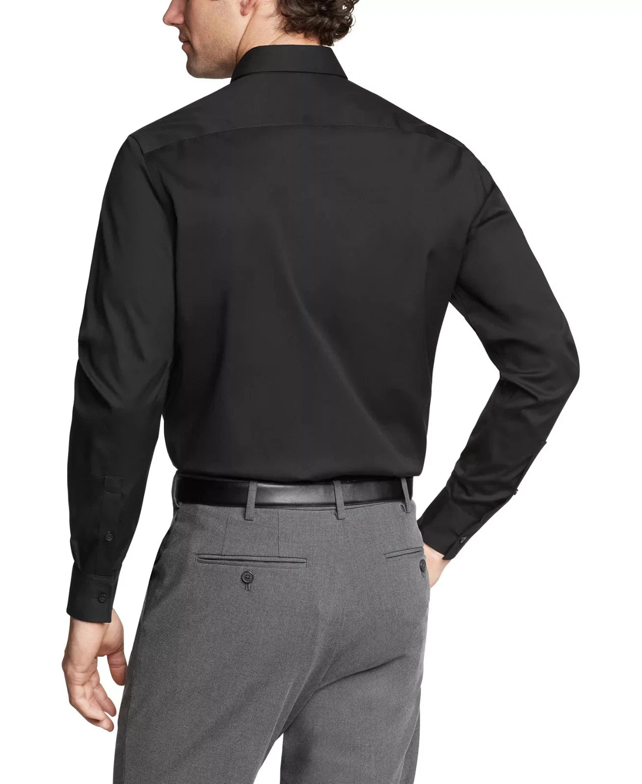 Calvin Klein Men's Slim-Fit Refined Cotton Stretch Dress Shirt  Black Size XL (No Tag)