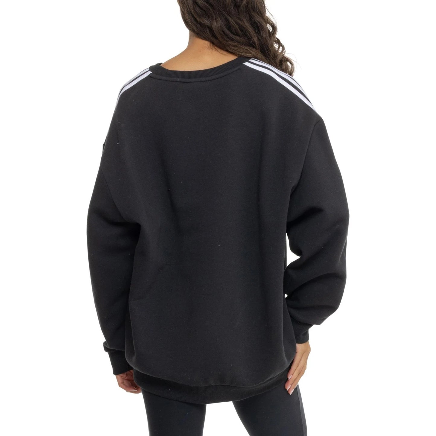adidas Women's Plus Size 3-Stripes Fleece Sweatshirt  Black Size 2X