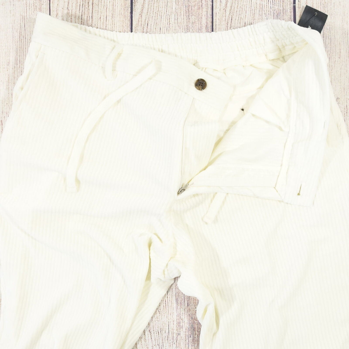 ALFANI MENS RIBBED VELVET TEXTURED PANTS Color Winter Ivory Size L
