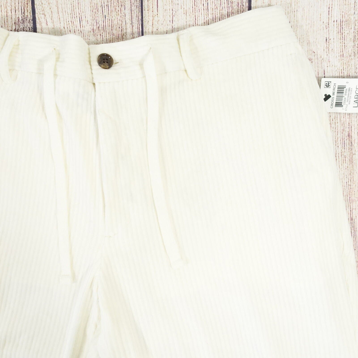 ALFANI MENS RIBBED VELVET TEXTURED PANTS Color Winter Ivory Size L