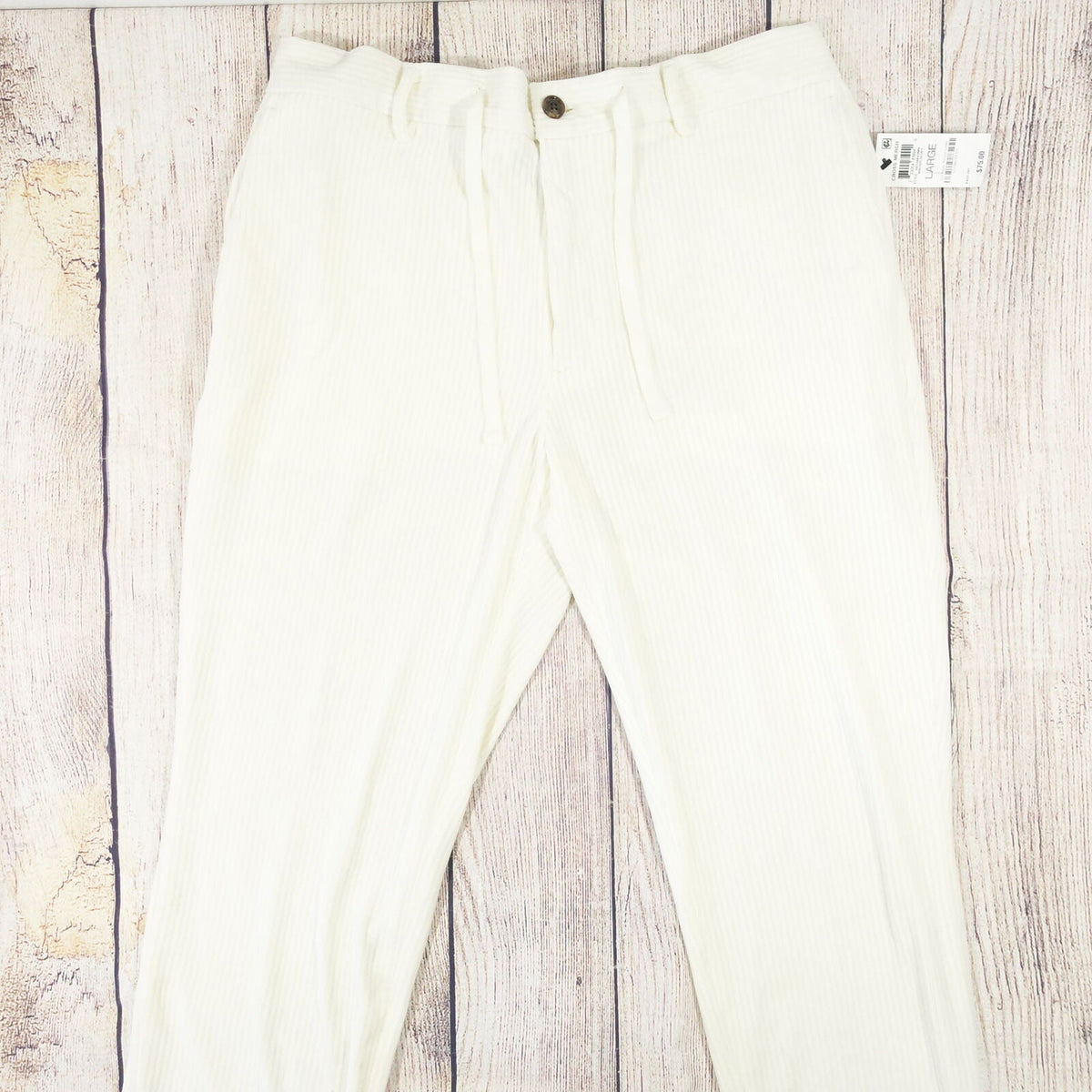 ALFANI MENS RIBBED VELVET TEXTURED PANTS Color Winter Ivory Size L