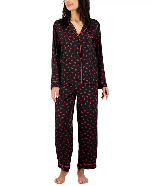 INC International Concepts Notch Collar Pajama Set  Kissed Lips Size 2XL