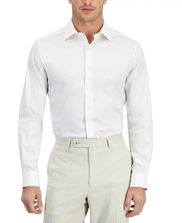 Alfani Men's Slim-Fit Solid Dress Shirt  Bright White 17/17.5 34/35