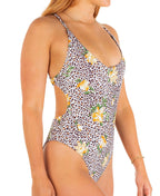Hurley Juniors Printed One-Piece Cheeky One Piece Swimsuit  Color Jungle Cat Size XS