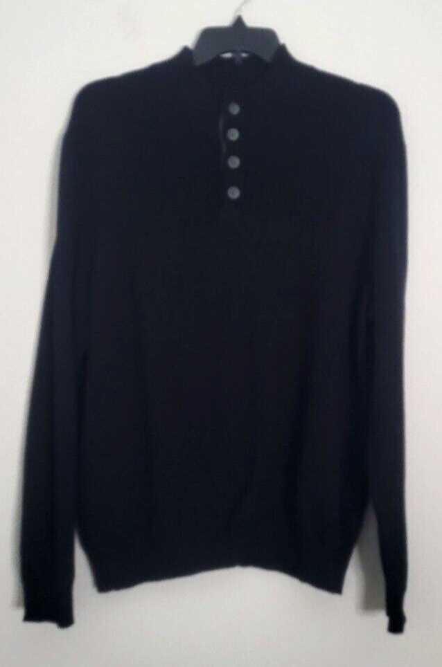 Club Room Men's Ribbed Four-Button Sweater  Color Deep Black Size 2XL