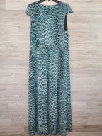 INC International Concepts Women's Ruffled Surplice Maxi Dress Color Turquoise Leopard Size XL