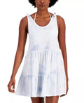 Miken Juniors Cotton Tie-Dye-Print Cover Up  Color White/Hydrangea Size M