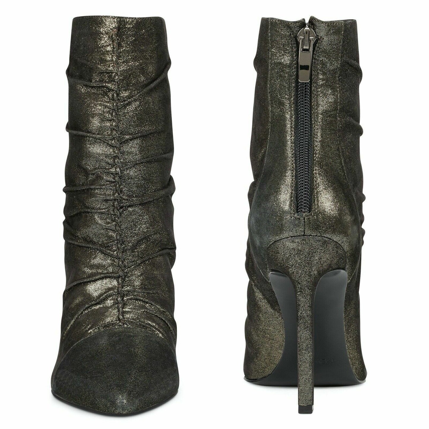 Nine West Women's TIAA Suede Ankle Boots   Color Black/Gold Size 5.5M