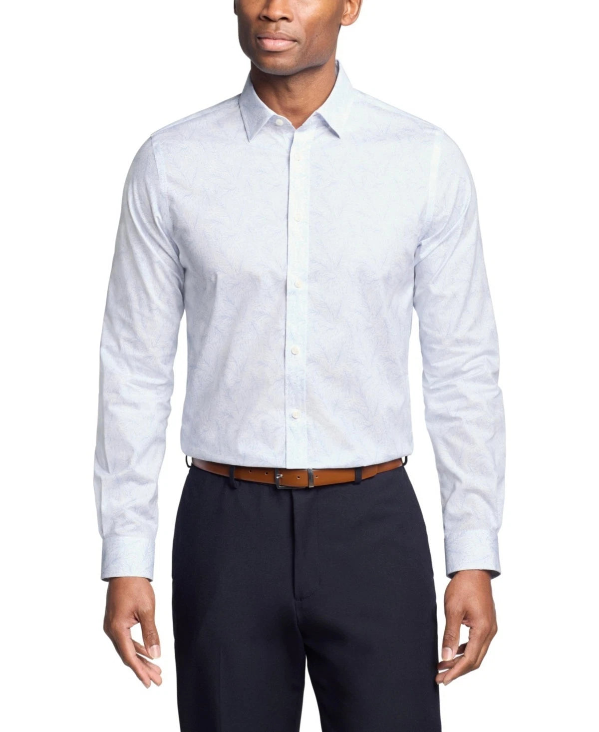 Michael Kors Men's Slim-Fit Dress Shirt  Blue Multi 15/15.5 32/33