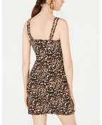 CRYSTAL DOLL Juniors Animal Print Wrap-Style Party Dress  Color Black/Brown Size 7
