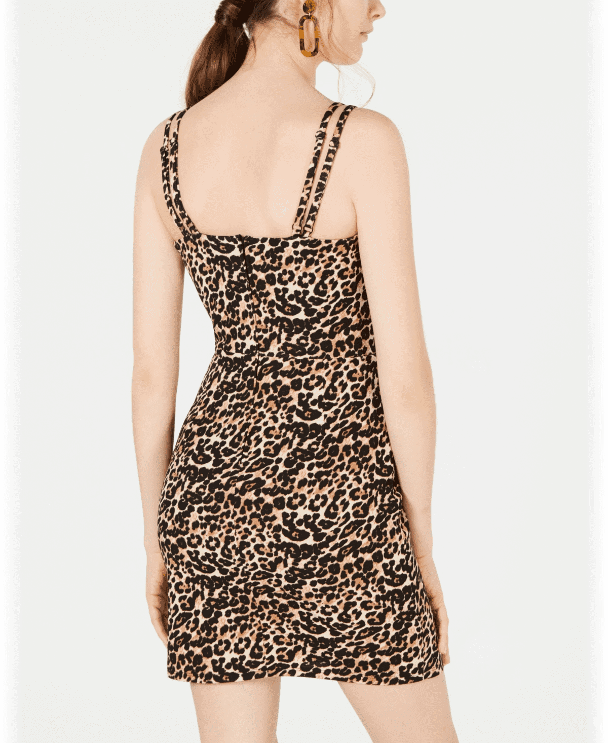 CRYSTAL DOLL Juniors Animal Print Wrap-Style Party Dress  Color Black/Brown Size 7
