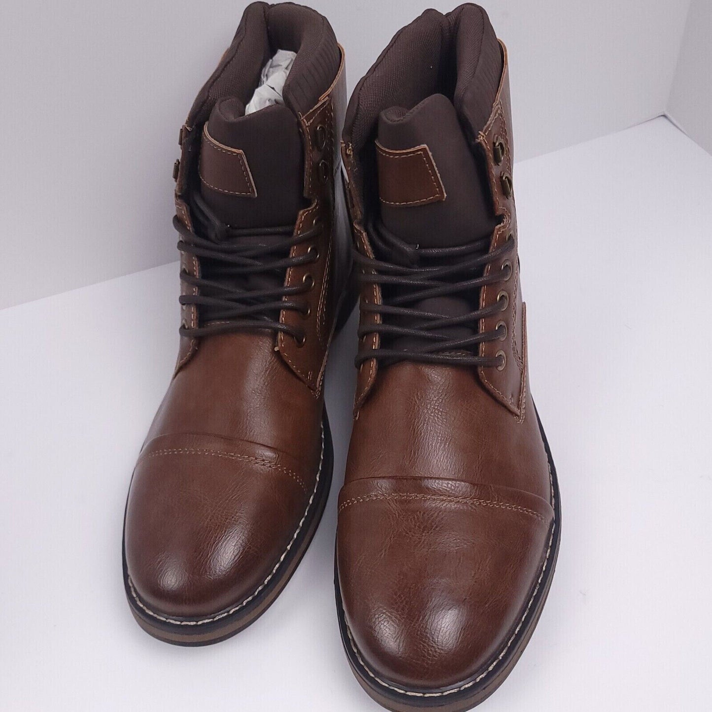 Club Room Men's Faux-Leather Cap-Toe Dress Shoes  Color Brown Size 8.5M