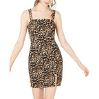 CRYSTAL DOLL Juniors Animal Print Wrap-Style Party Dress  Color Black/Brown Size 7