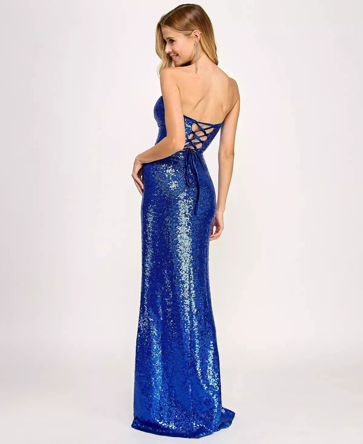 Emerald Sundae Juniors Sequin V-Wire Mermaid Dress  Color Royal Size S