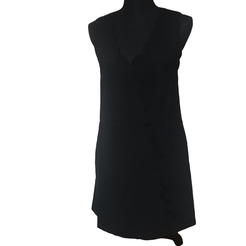 FoxieDox Women's Lina Scalloped A Line Dress  Color Black Size M