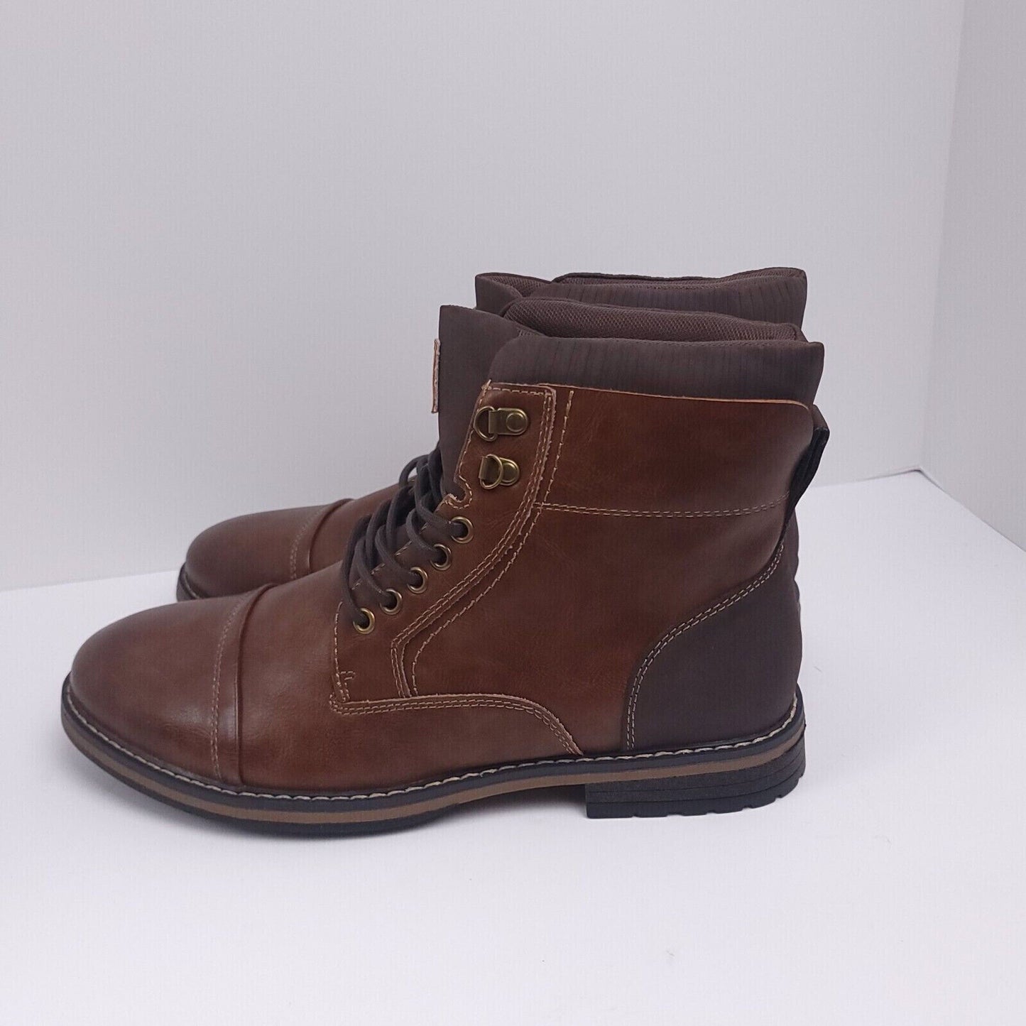 Club Room Men's Faux-Leather Cap-Toe Dress Shoes  Color Brown Size 8.5M