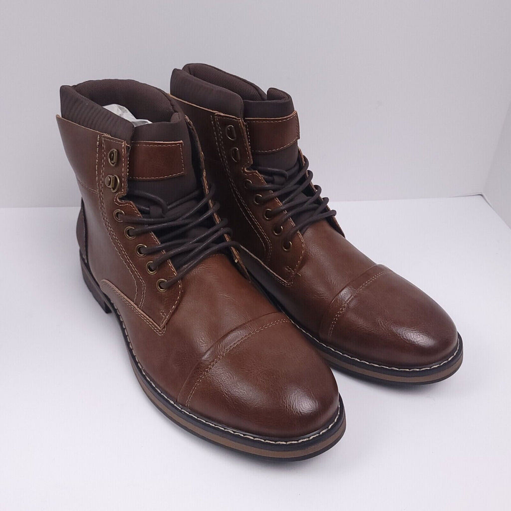 Club Room Men's Vegan-Leather Cap-Toe Dress Shoes  Color Brown Size 8.5M