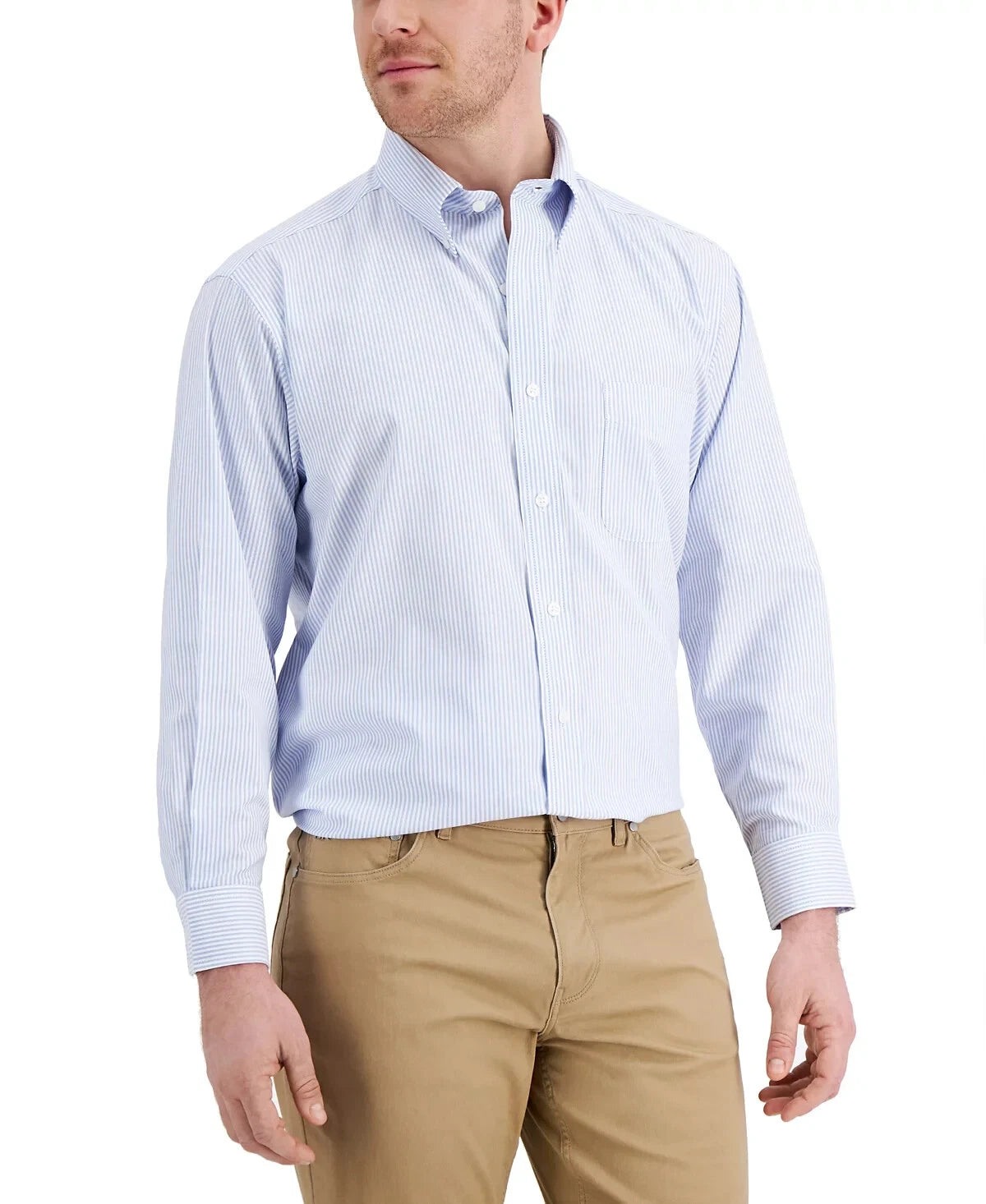 Club Room Men's Fine Stripe Dress Shirt  Light Blue 18 34/35