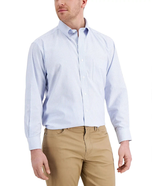 Club Room Men's Fine Stripe Dress Shirt  Light Blue 18 34/35