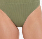 Salt Cove Juniors Sandy Rib High-Waist Bikini Bottoms  Color Olive Green Size XS