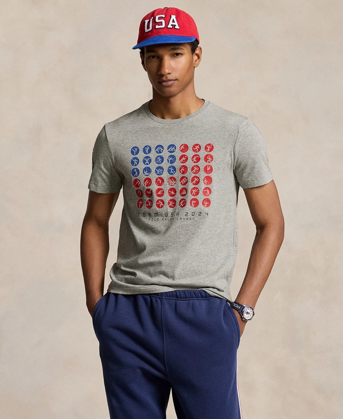Polo Ralph Lauren Men's Custom Slim-Fit Team USA T-Shirt  Grey Heather Size L