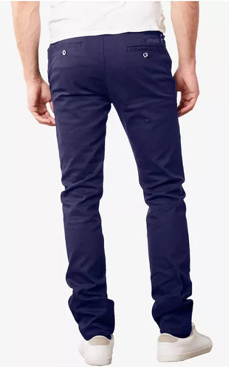 Galaxy by Harvic Men's Cotton Slim-Fit Casual Stretch Pants  Navy W32xL32