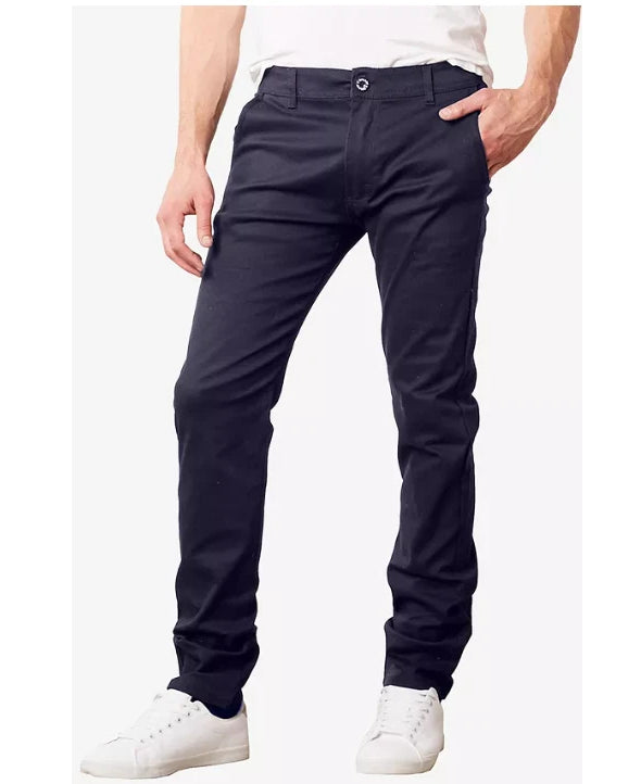 Galaxy by Harvic Men's Cotton Slim-Fit Casual Stretch Pants  Navy W32xL32