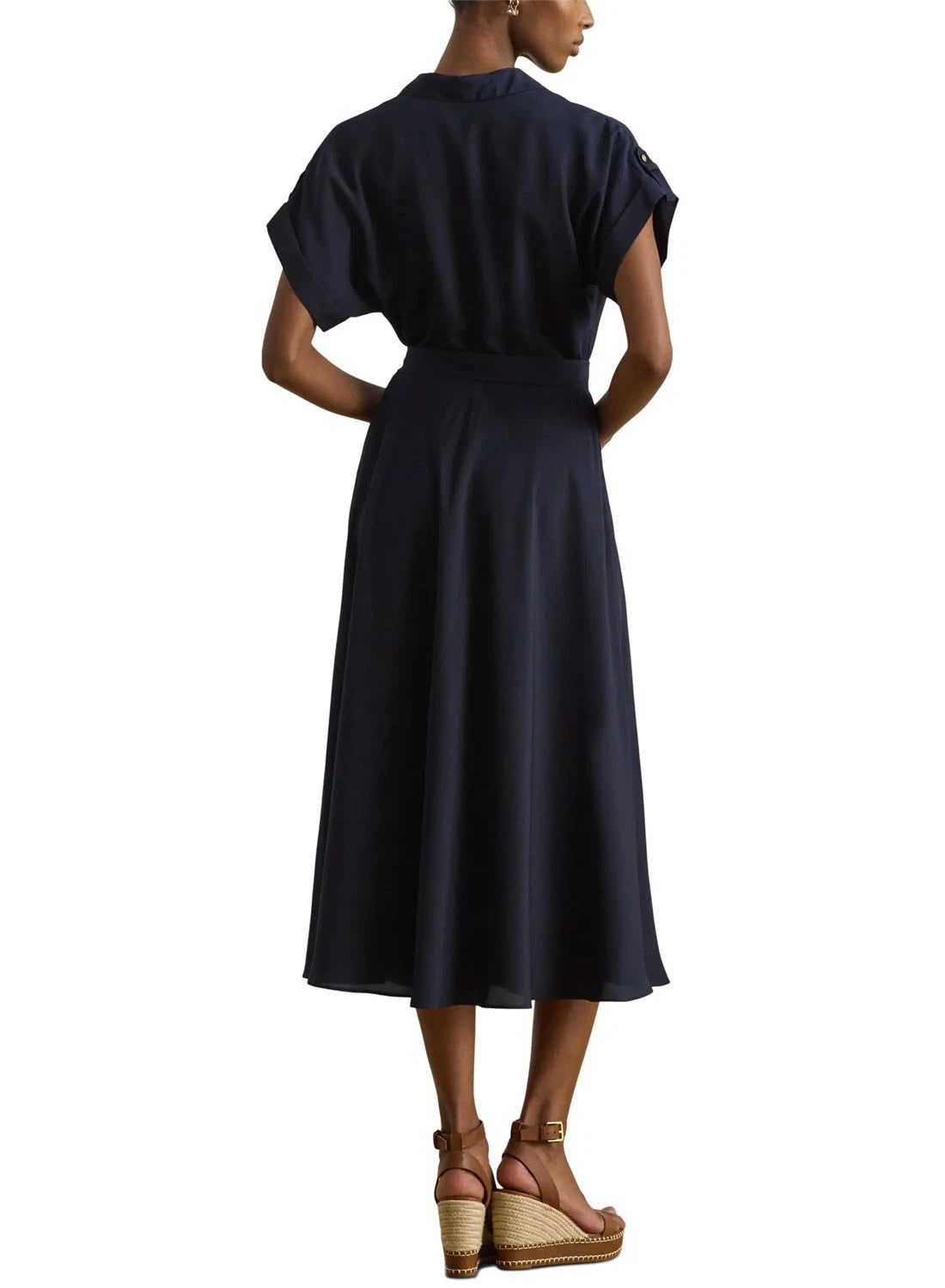 LAUREN RALPH LAUREN Women's Fratillio Short Sleeve Day Dress  Navy Size 14
