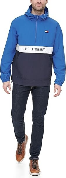 Tommy Hilfiger Men's Performance Taslan Popover Hooded Jacket  Black Size S