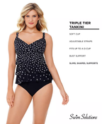 Swim Solutions Galactica Printed Tiered Tankini Top  Galactica Size 12