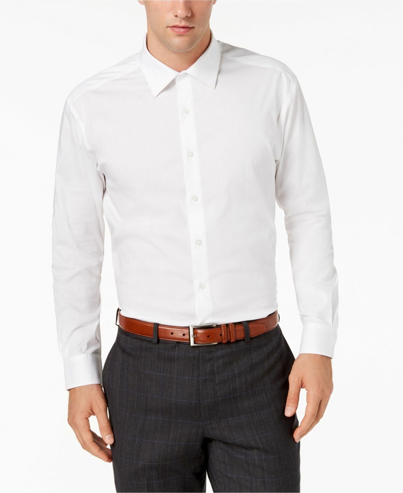 Alfani Men's Regular-Fit Button Top Dress Shirt  Color White Size 15/15.5-32/33