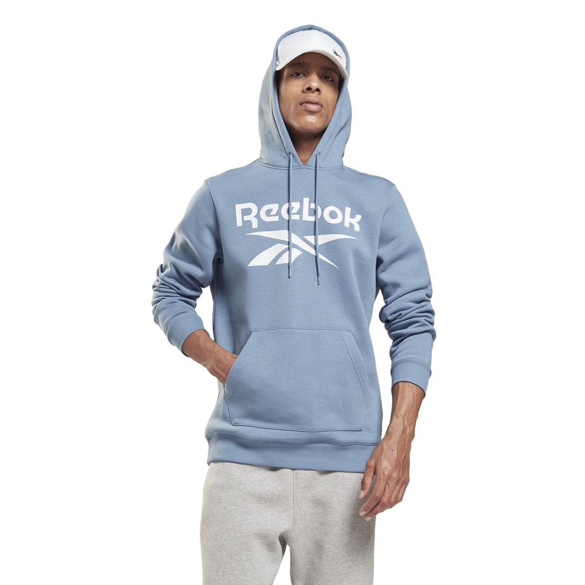 Reebok Men's Logo-Print French Terry Hoodie  Color Blue Slate Size S