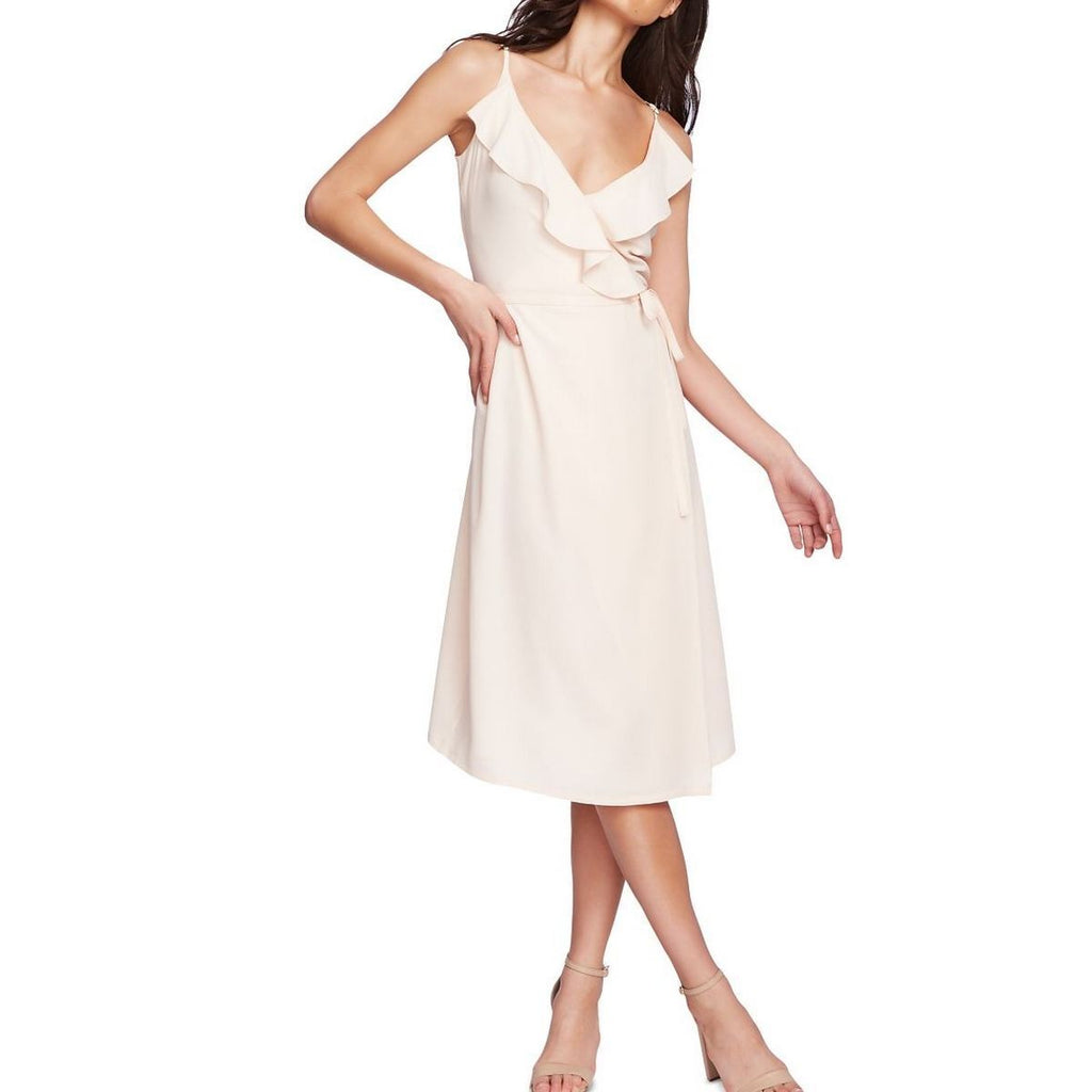 1.STATE Spaghetti Strap Flounce Wrap Dress  Pink Blush Size 8